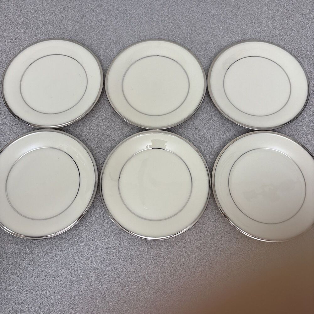 Lenox Solitaire Desert, Bread Plates, 6 3/8”, Ivory W/ Platinum, Set Of 6, EUC